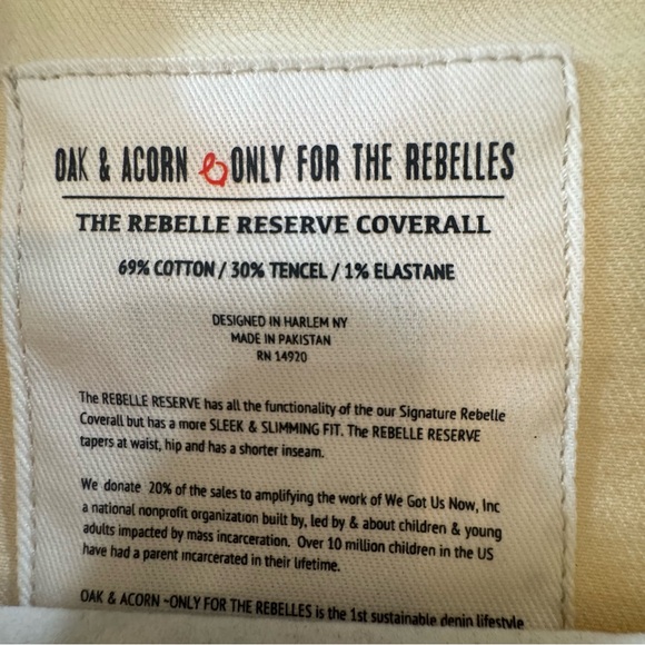 Oak & Acorn Rebelle Reserve Coverall Jumpsuit Ecru Utility Denim XS NWT - Picture 12 of 12